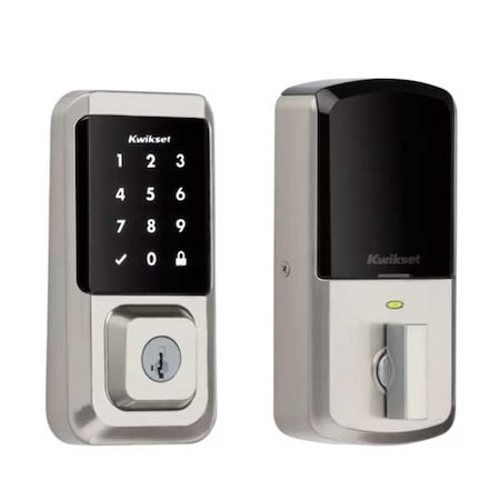 Kwikset: Halo SmartKey Electronic Touchscreen Keyless Entry Deadbolt with WiFi / Satin Nickel -  KWS-939-WIFI-TSCR-15